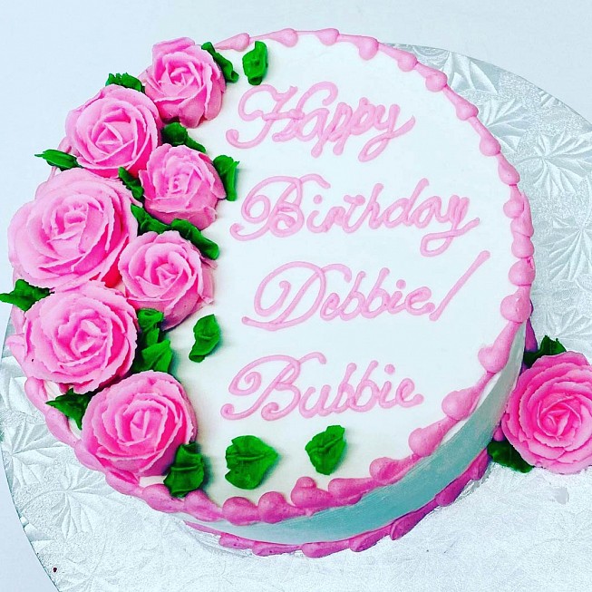 pink floral cake